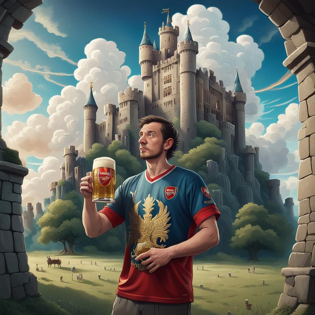 Cartoon of Castle View with Arsenal Shirt