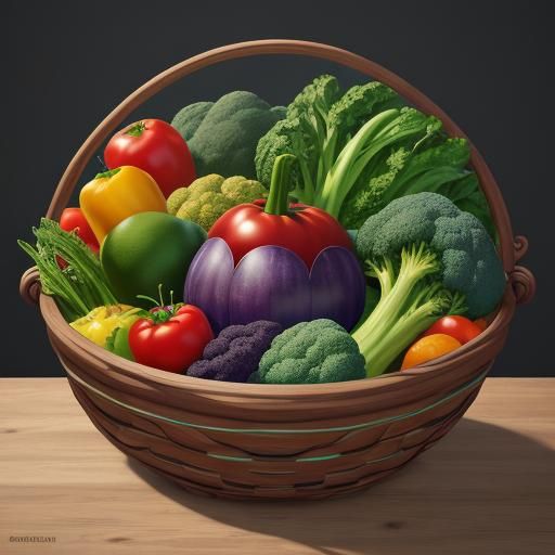 Detailed Vegetable Basket Vector in Deep Color