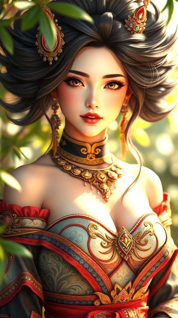 High-Fashion Model Portrait in Anime Style