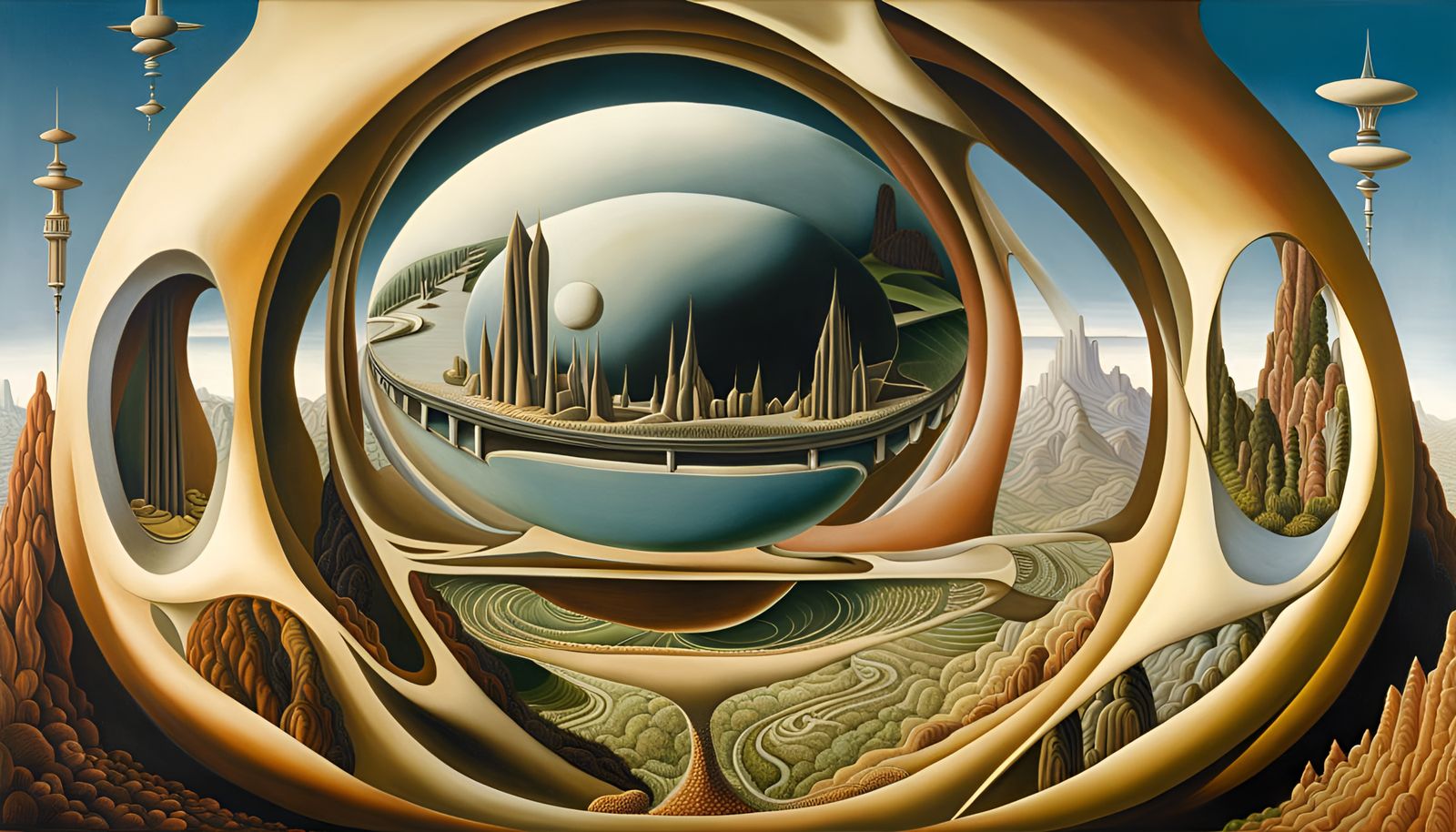 “Surrealism in the eye of Kay Sage AImagined by Hans Belmer (1)”