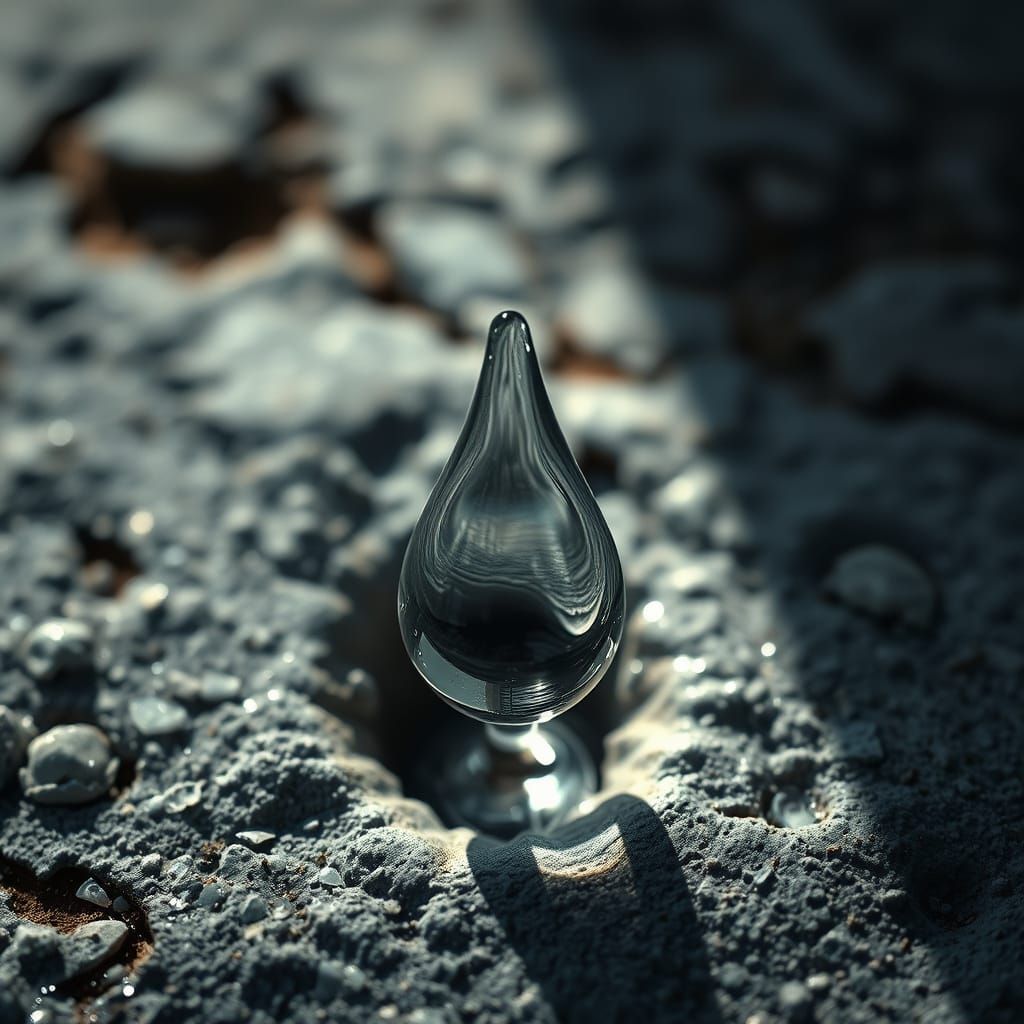 Hyperrealistic Raindrop Creates Crater on Stone