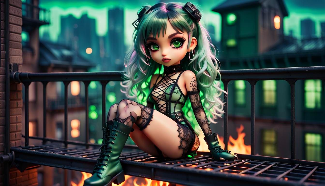 Holographic Chibi Bratz in Anime Style