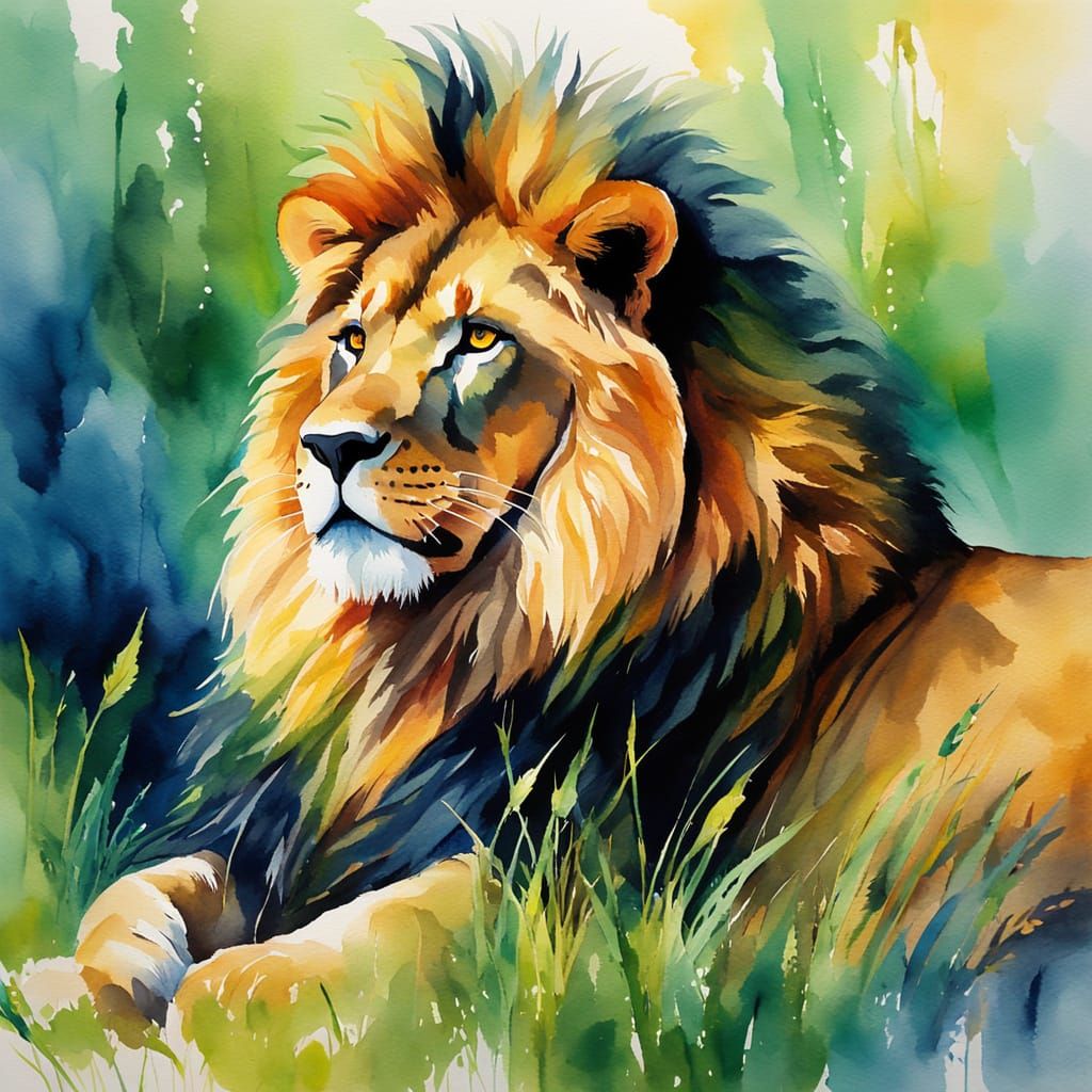 Regal Lion in Golden Savannah Splendor