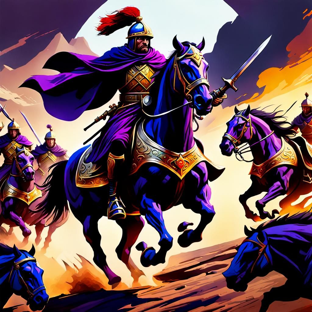 Epic Mounted Yeoman Charging into Battle