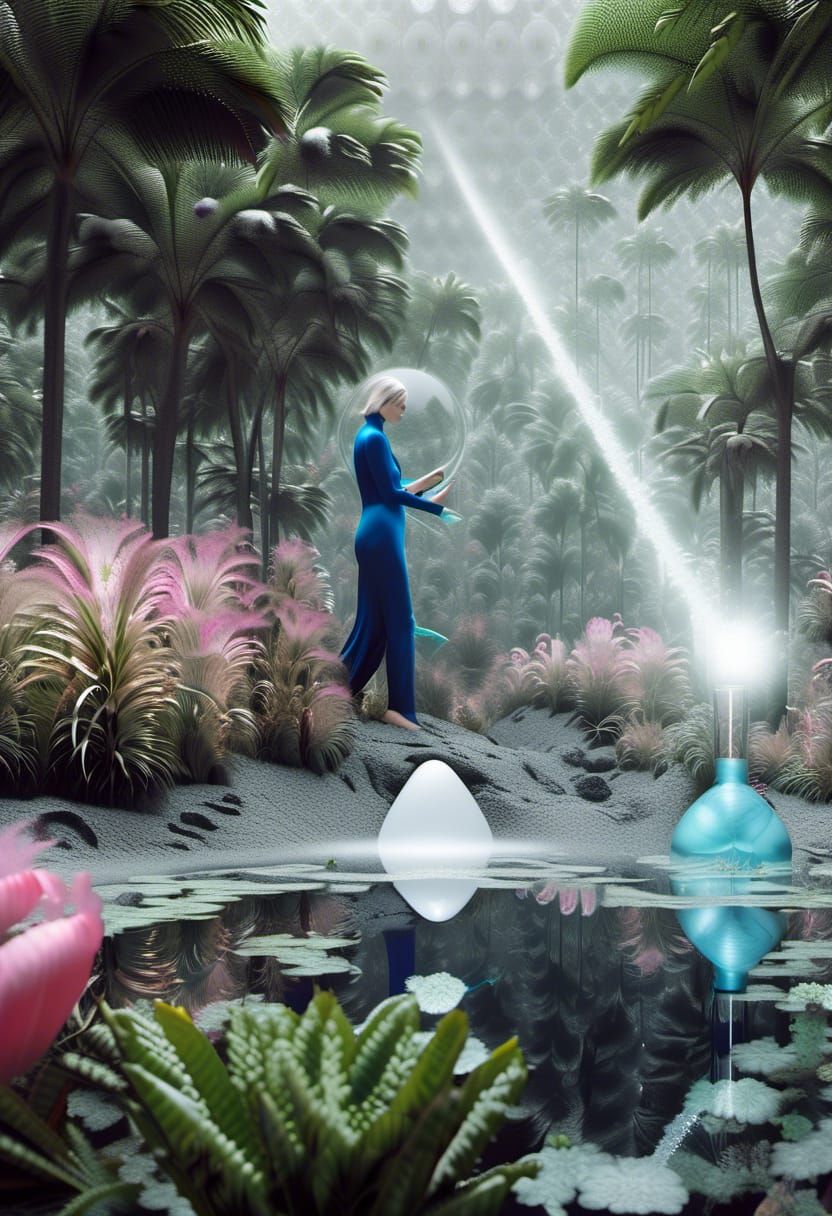 Surreal People and Creatures in White Laboratory