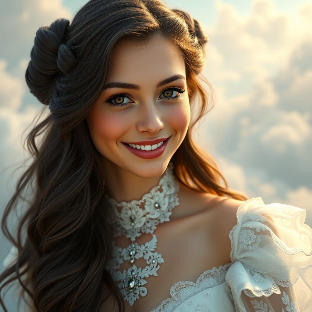 Enchanting European Beauty in Ethereal Gown