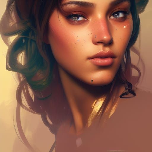 Detailed Portrait with Dynamic Lighting and Triadic Colors