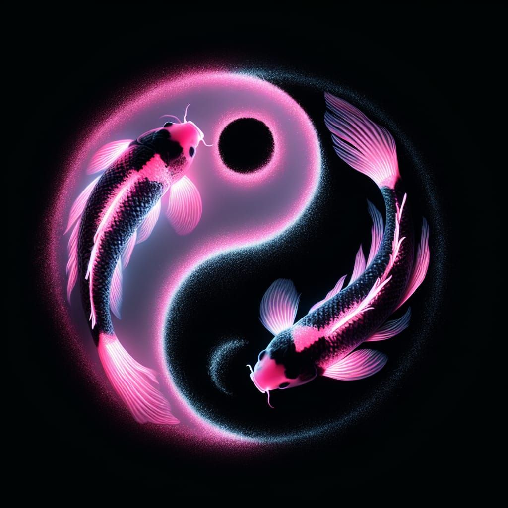 Bioluminescent Koi Fish Yin Yang