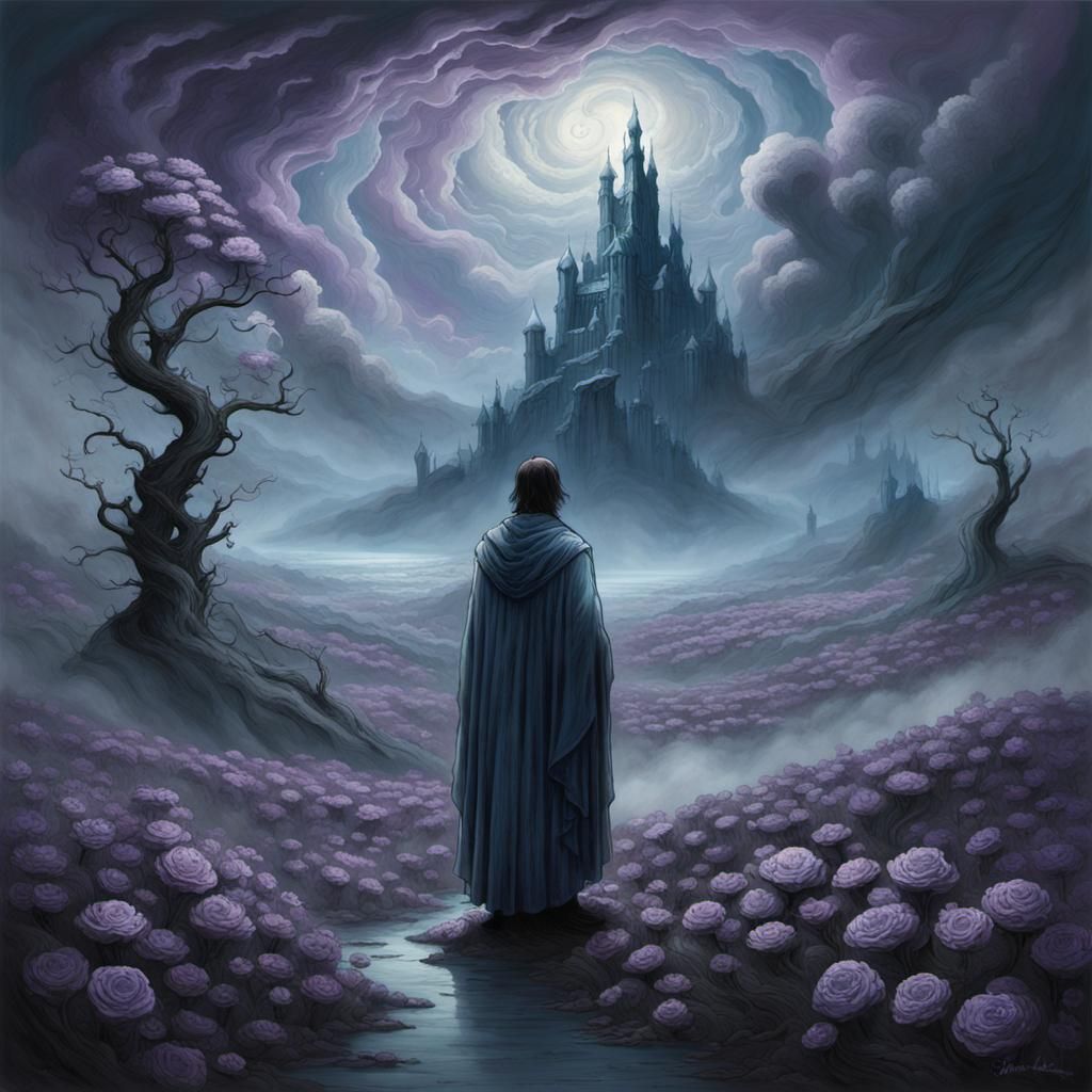 Ethereal Figure in Melancholic Dreamscape