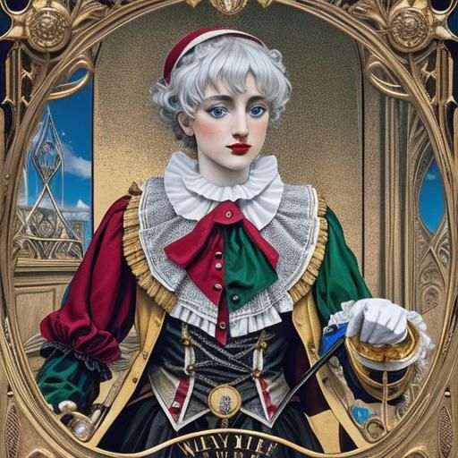 Pierrot Portrait in Rider-Waite Tarot Style