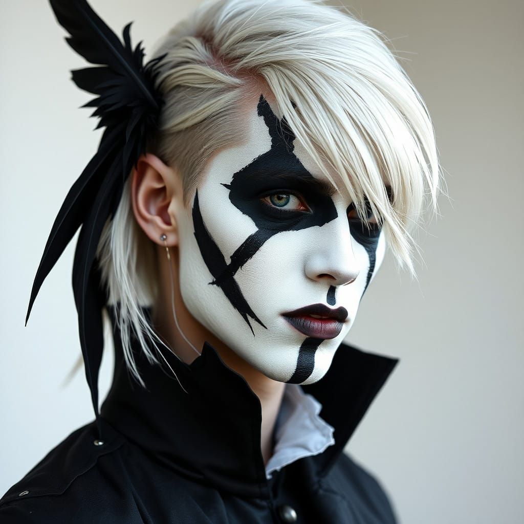 Gothic Punk Figure in Silver Blond Hair