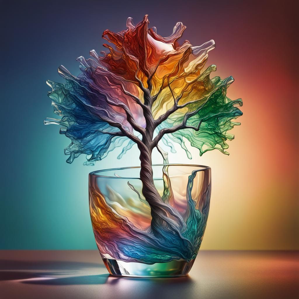 Fragile Glass Tree Breaking: Hyperrealistic Concept Art