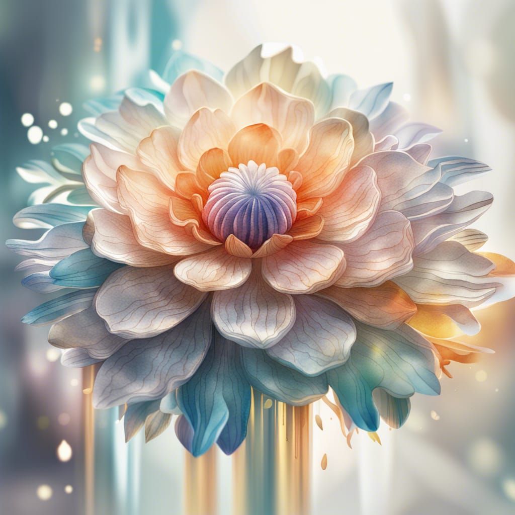 Intricate Flower in Volumetric Lighting, Art Deco Style
