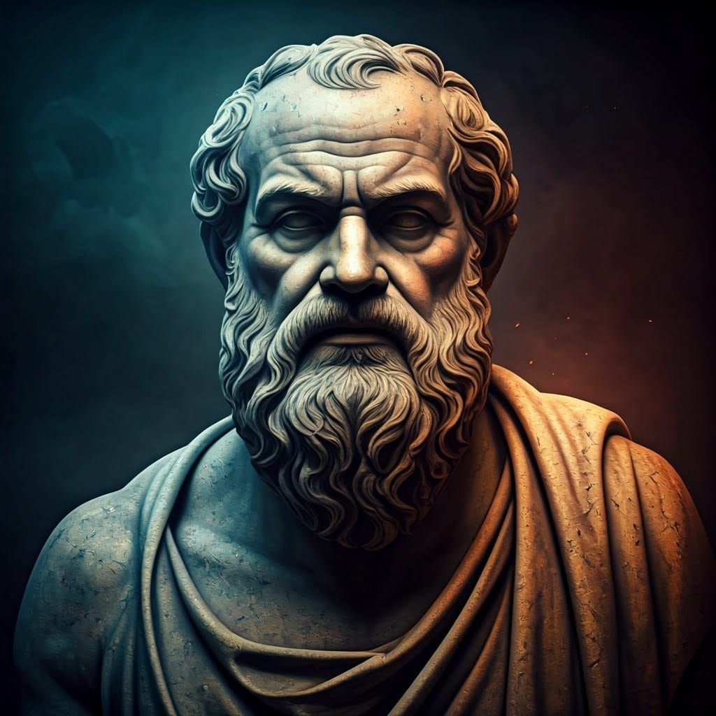Ancient Greek Philosopher in Dramatic Lighting