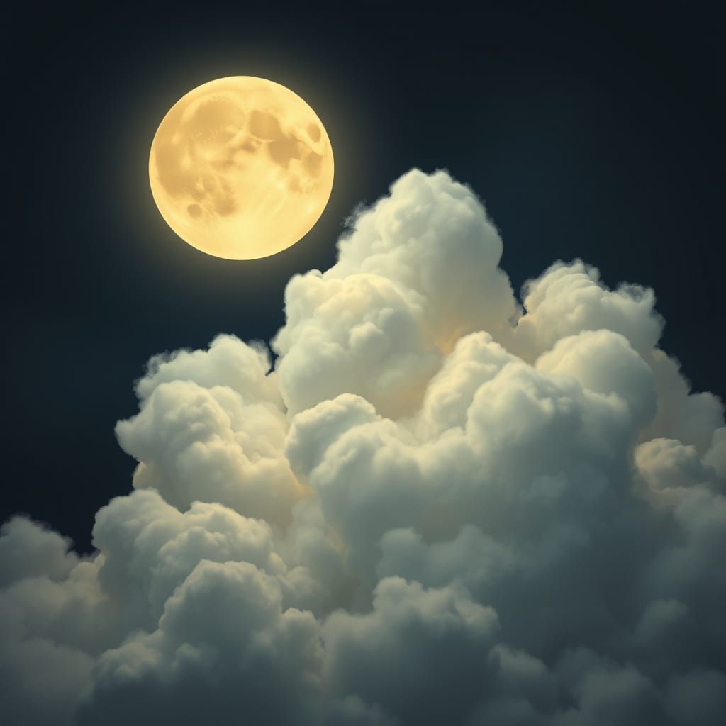 Dreamy Nocturnal Landscape in Whimsical Surrealist Style