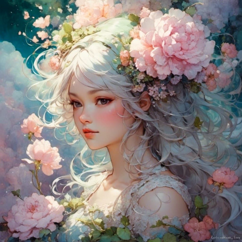 Dreamy Flower with Abstract Movement in Pastel Colors