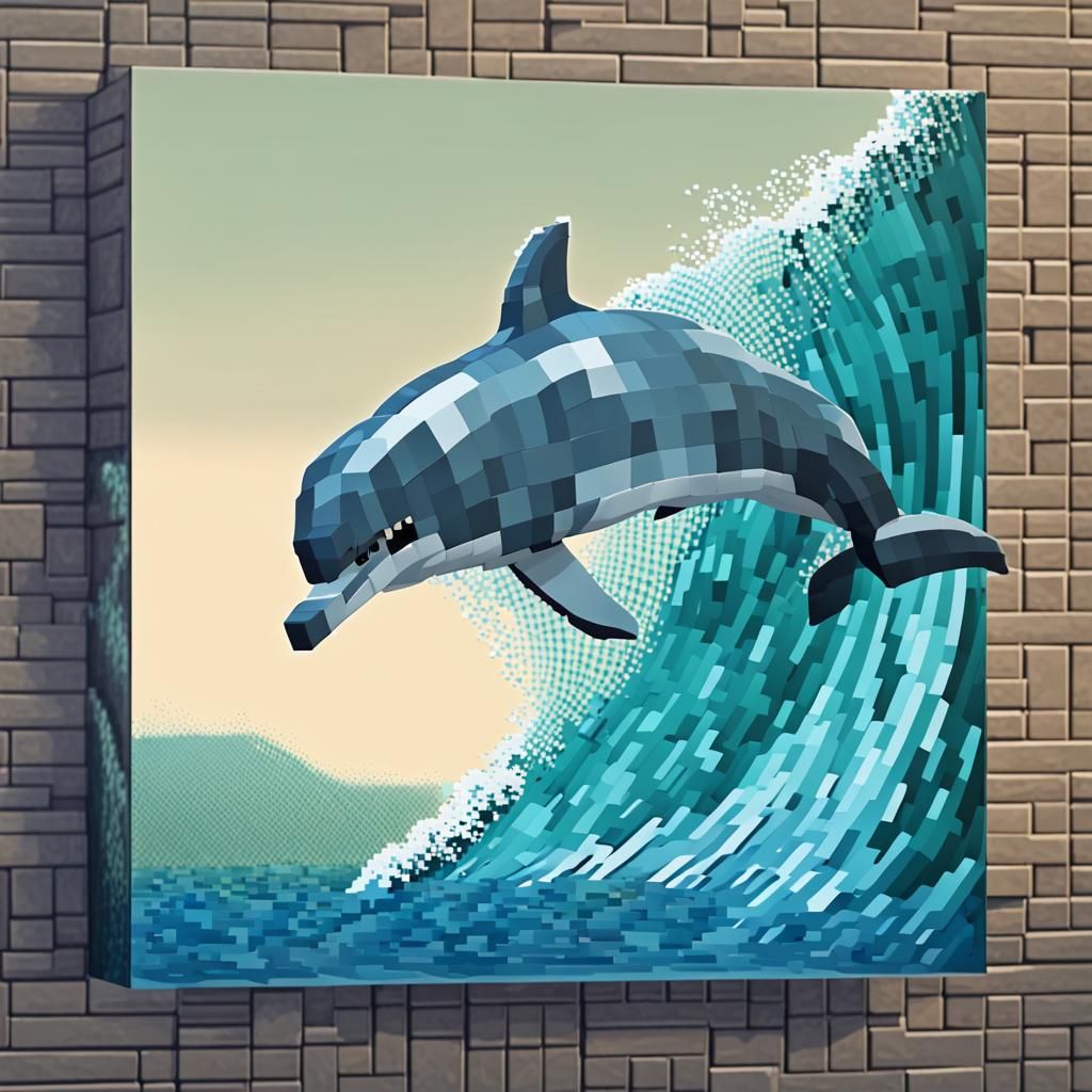 Minecraft Dolphin Jump: 3D Pixel Art