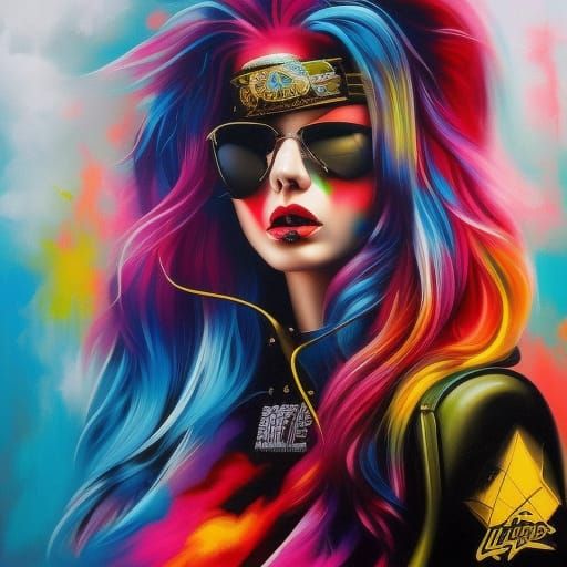 Colorful Polychromatic Graffiti Street Art in Splash Style