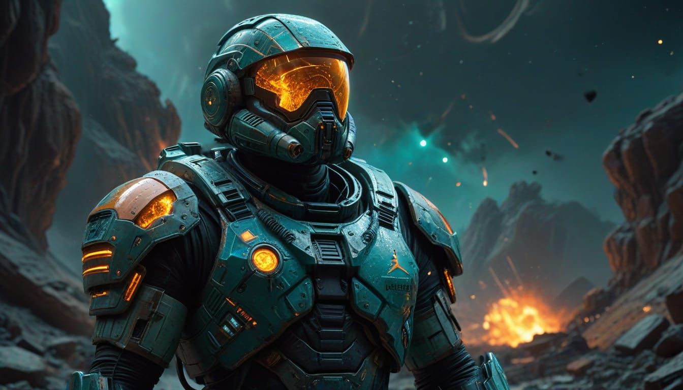 Starship Commander Triumphs Amidst Desolate Planet Ruins