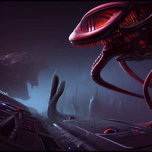 Alien Horror DJ in Detailed Matte Painting