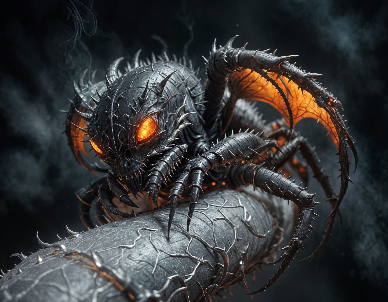 Magical Scorpio Arachnid Emerges from Dark Mists