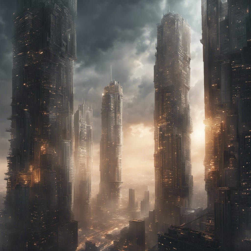 Dramatic Skyscraper in Digital Matte Painting Style