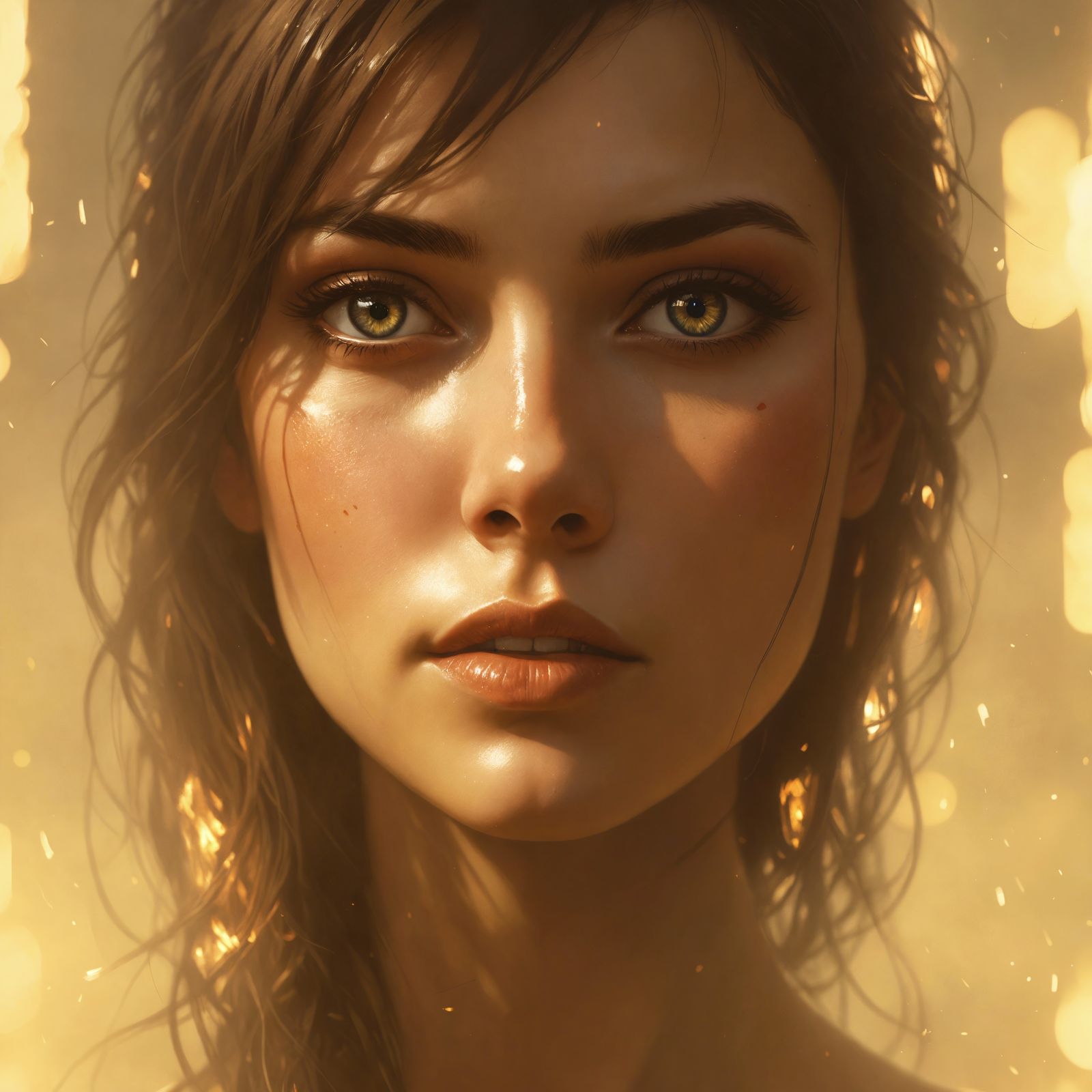 Fiery Portrait of a Beautiful Woman