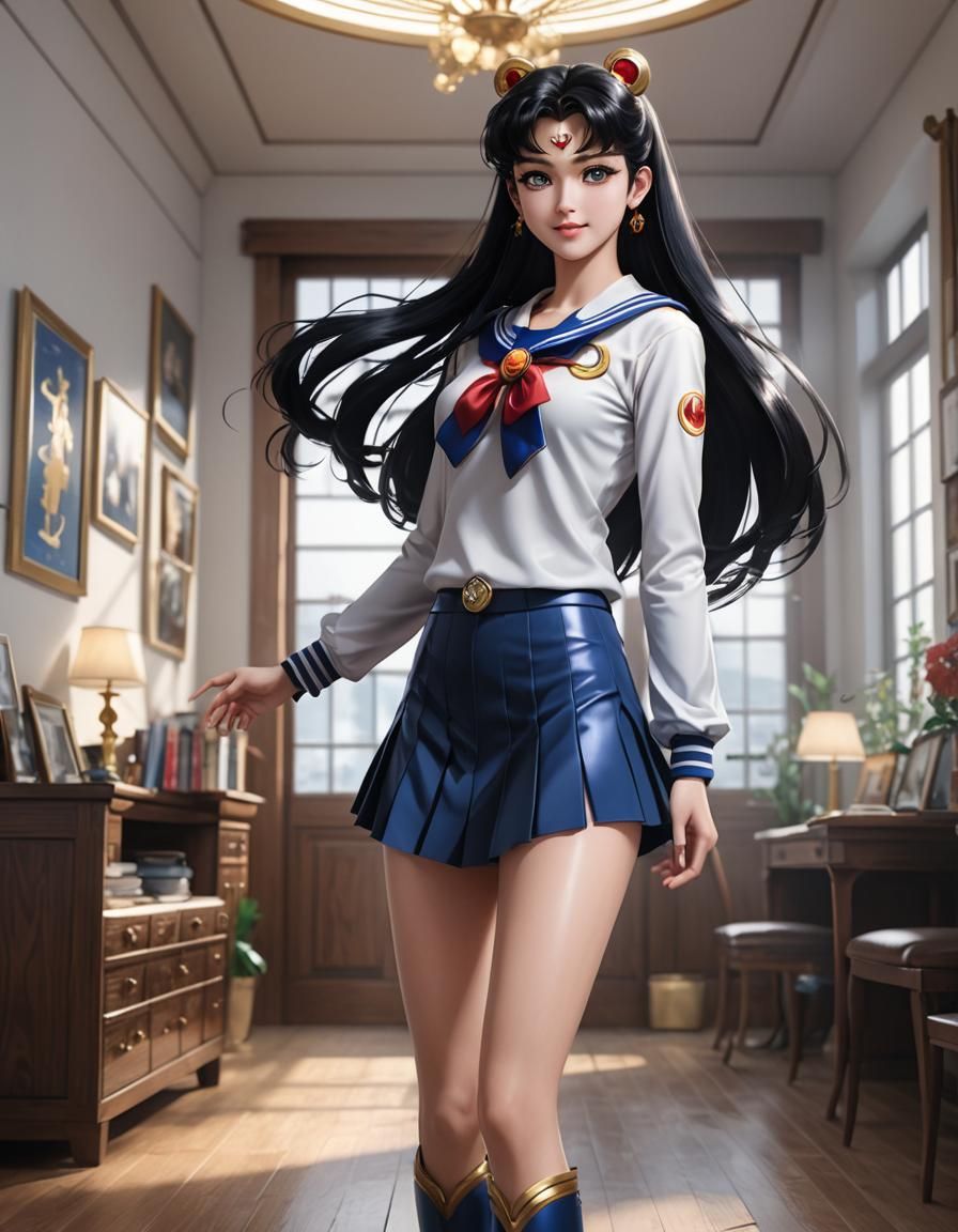 Sailor Moon with dark black hair