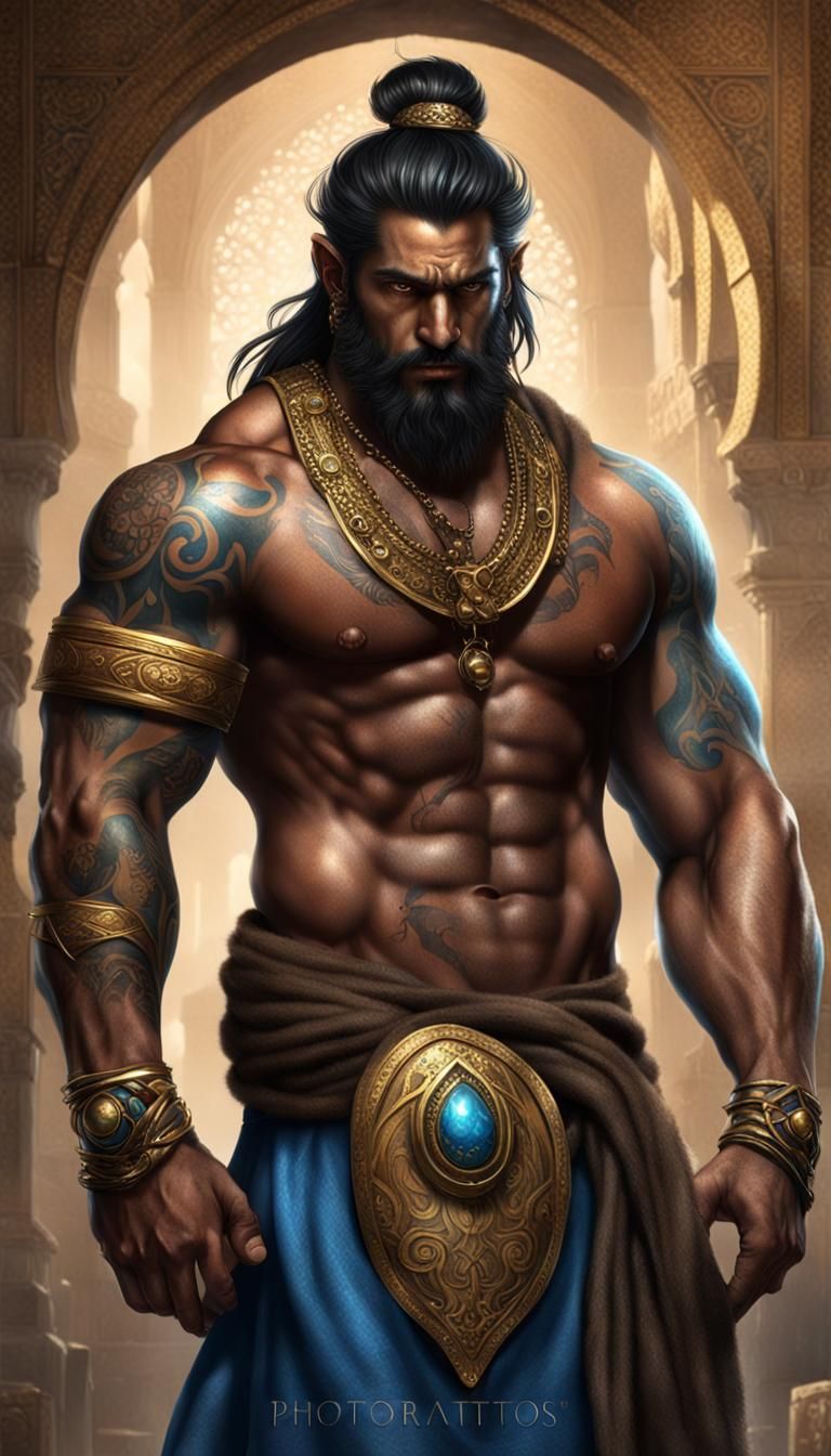 Persian Djinn Guards with Arcane Tattoos