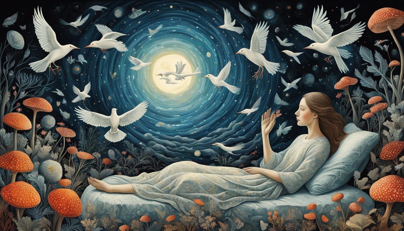 Surreal Goddess Awakens with Vibrant Cosmic Aura