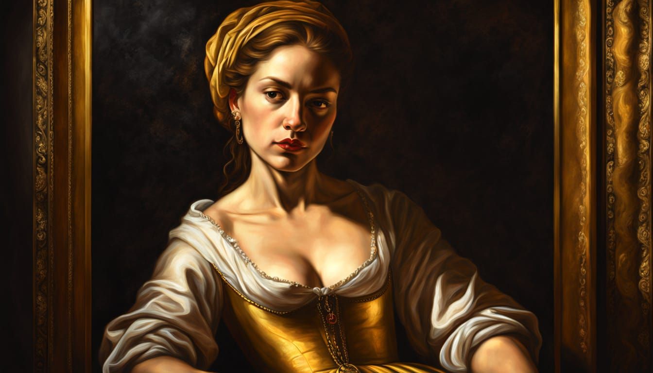 Renaissance Portrait of a Seated Woman in Oil