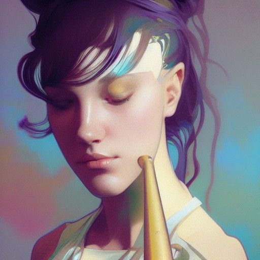 Girl Plays Trombone: Hyperdetailed Portrait