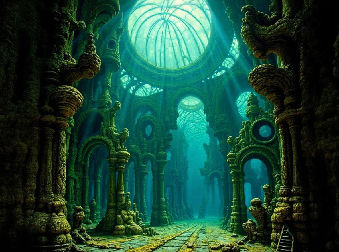 Underwater City in Esoteric Surrealist Style