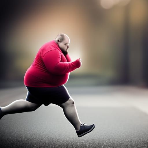Fat math man running