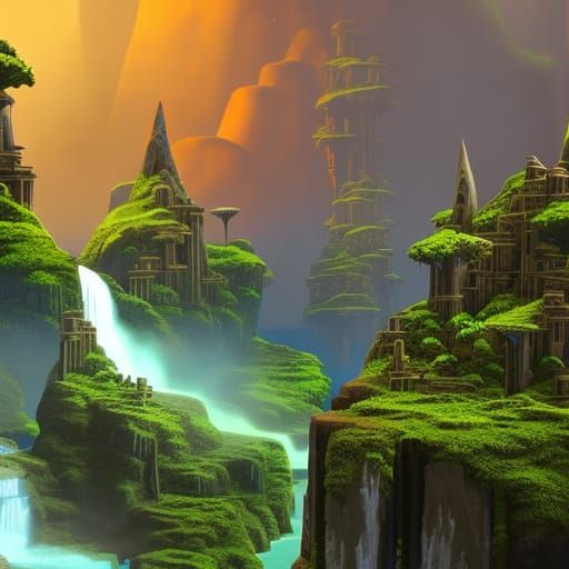 Mystical Jungle Island Game Level in Astral Illustration