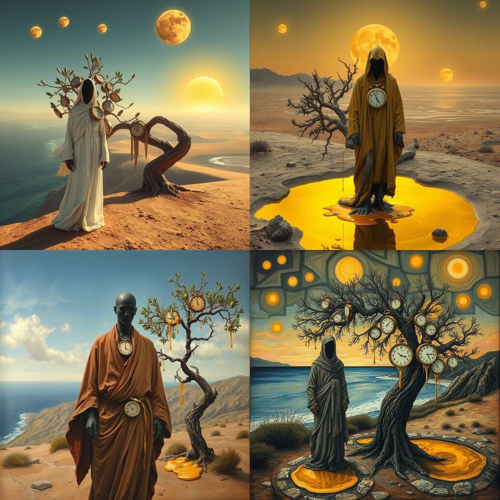 Surreal Melting Clocks in a Barren Landscape