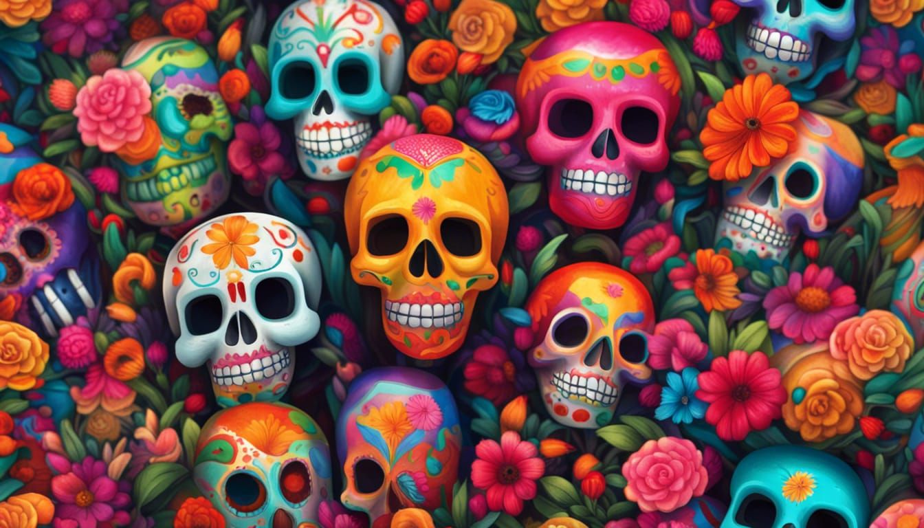 Day of the Dead Cemetery in Hyperrealistic Style