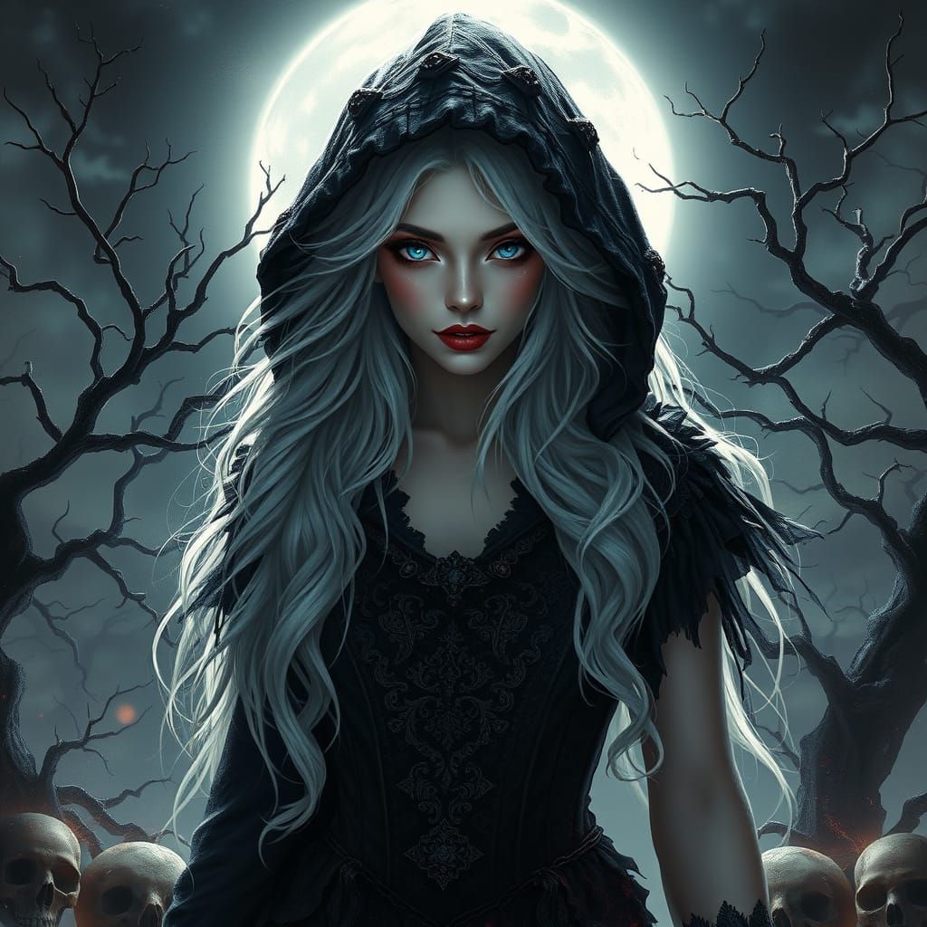 Ethereal Goddess in Lunar Eclipse, 8k Matte Painting