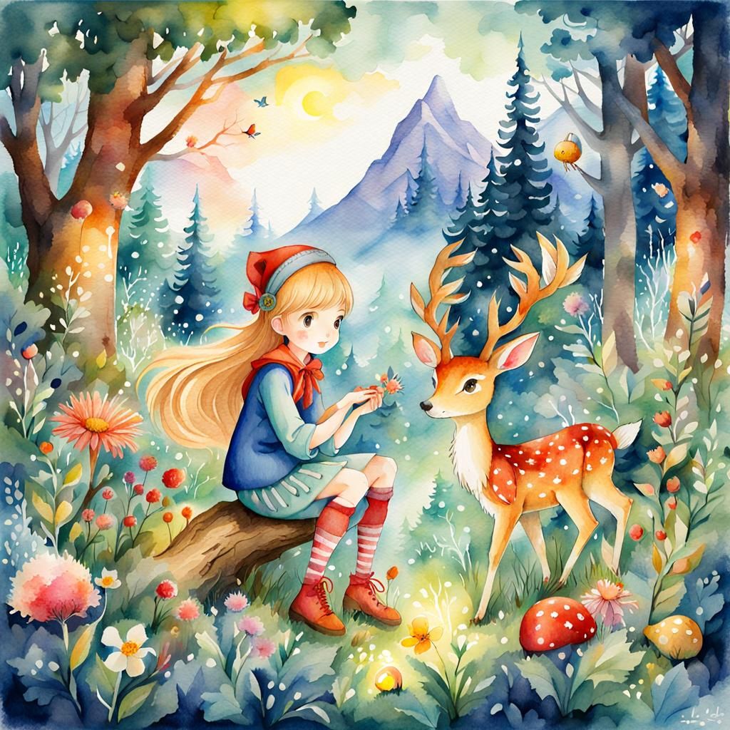 Enchanted Forest: Watercolor Painting of Mythical Creatures