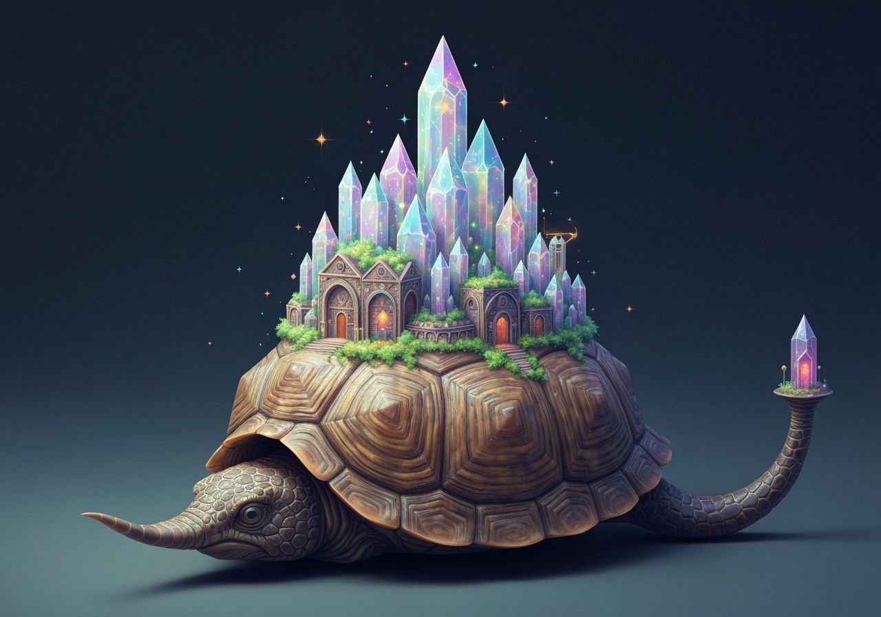 Steampunk Crystal World Arcology on Tortoise Shell