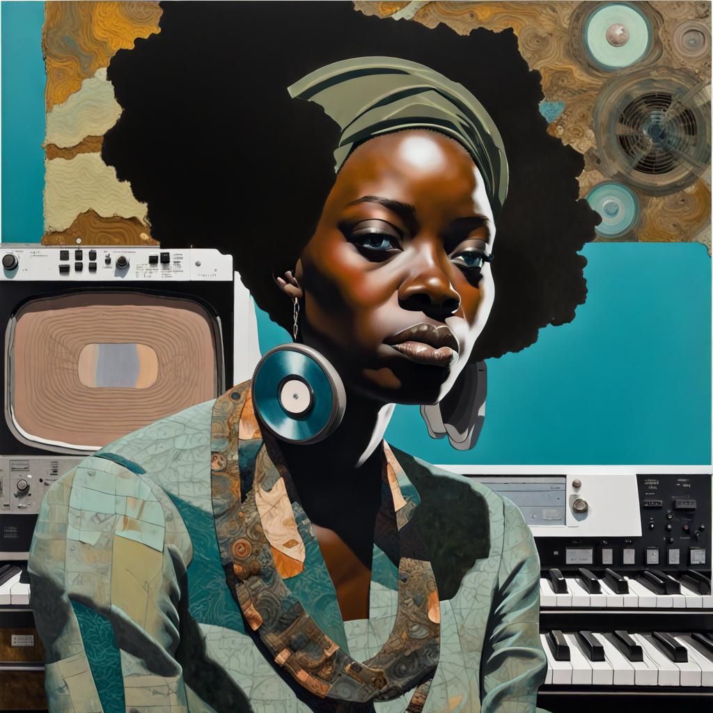 Afrofuturist Portrait in Mixed Media Assemblage