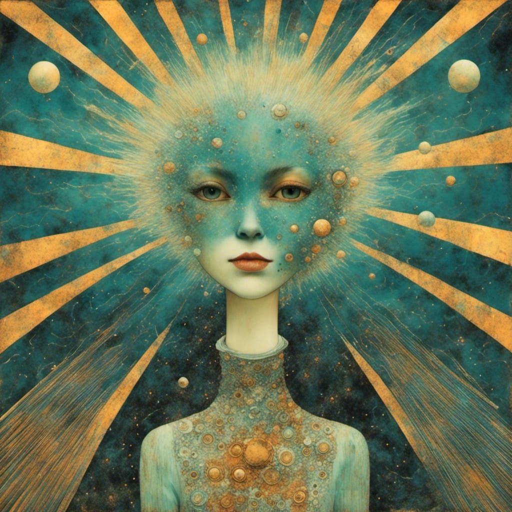 Vaporwave Quantum Hivemind in Surreal Art Deco Style