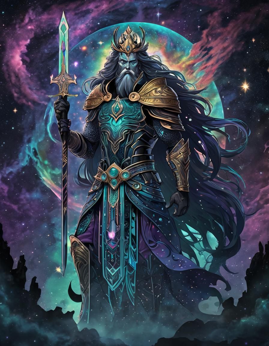 Odin Warrior King in Cosmic Depiction