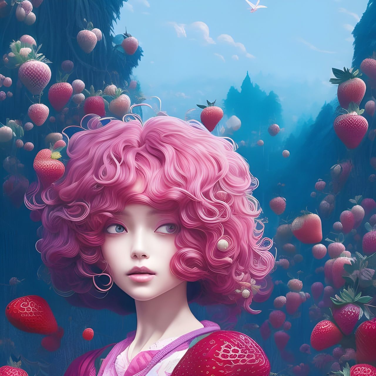 Strawberry Shortcake Portrait: Digital Illustration