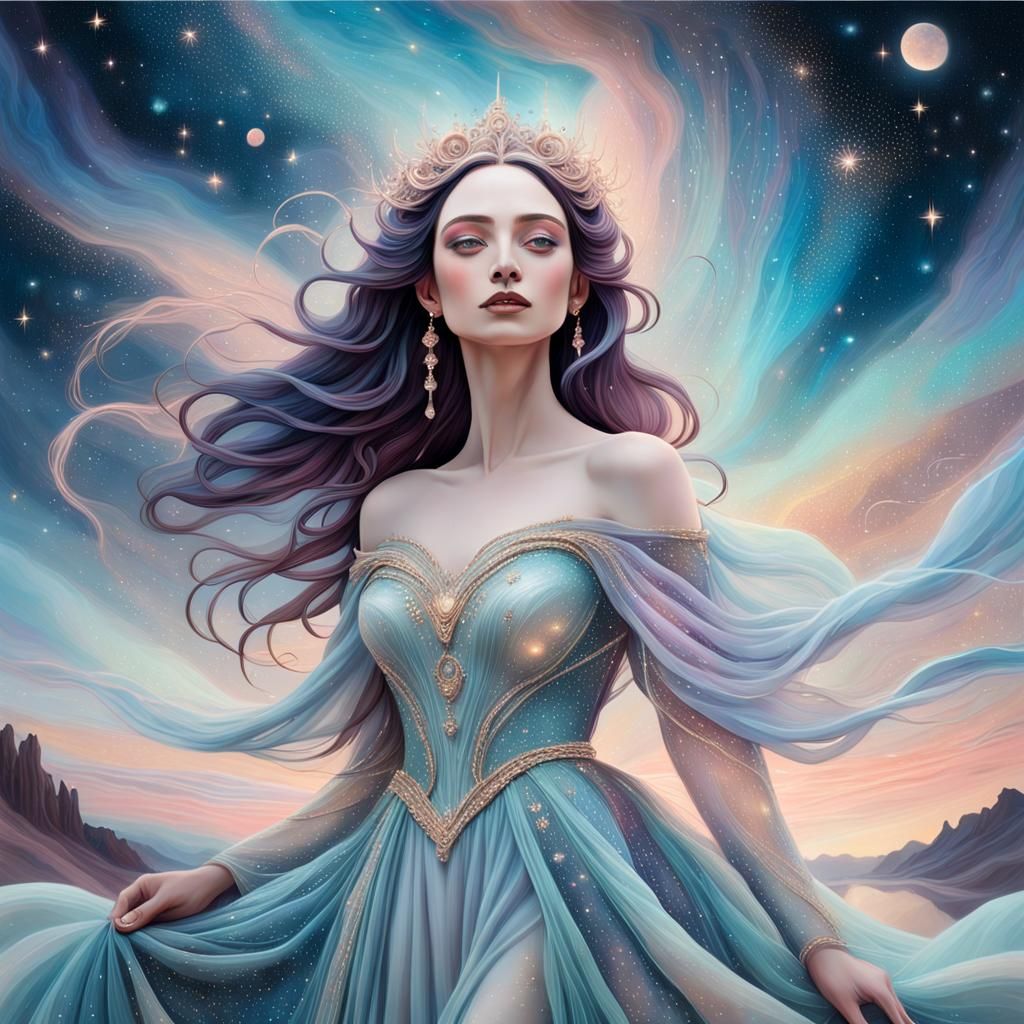 Whispers of the Cosmos: Surreal Pastel Celestial Beauty