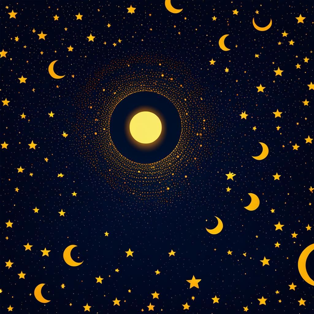 Purple Leaf Trees Under Lunar Eclipse in Impressionist Style