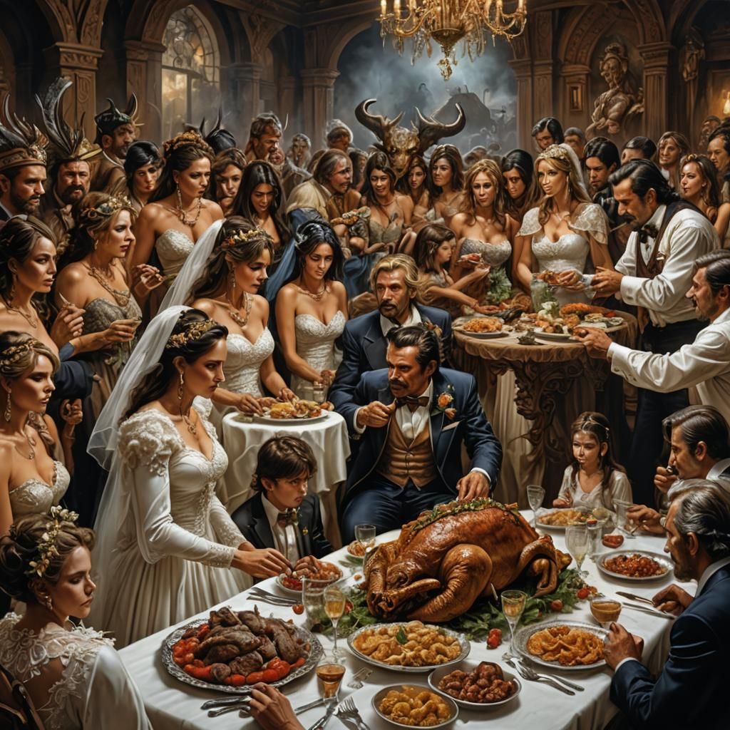 Hyperrealistic Wedding Feast in High Definition