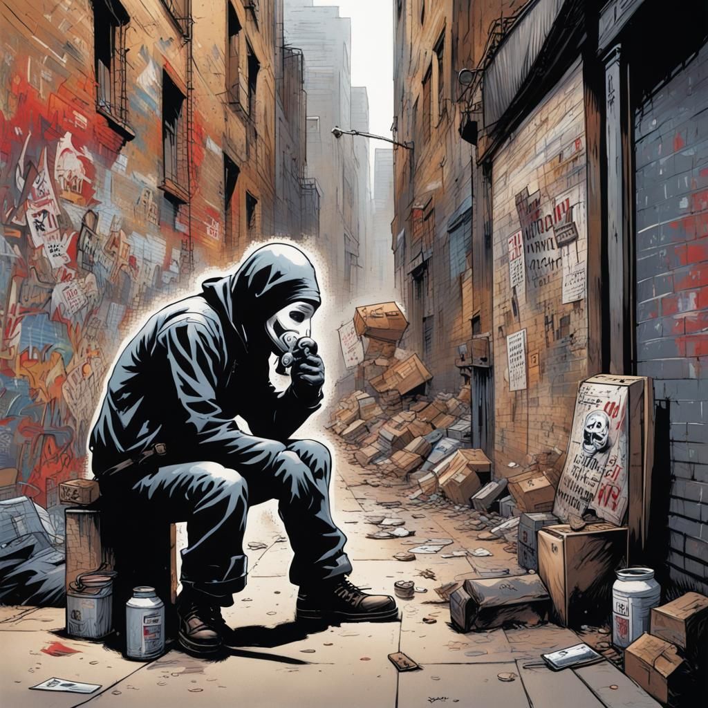 Politically Charged Graffiti Art in Comic Book Style