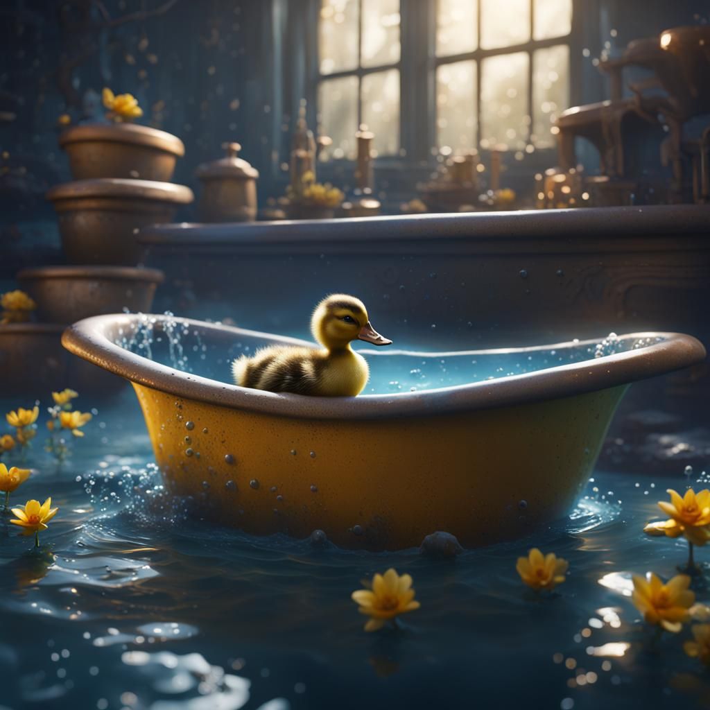 Duckling Paddling: Detailed Matte Painting
