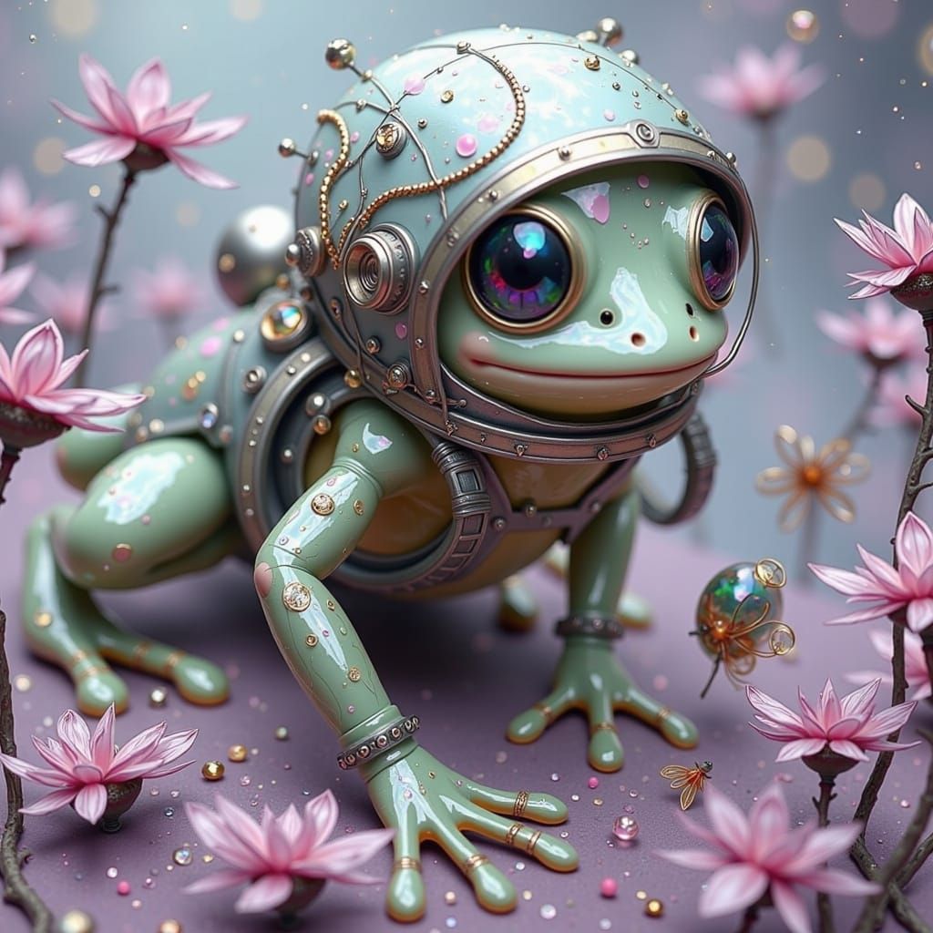 Ethereal Astronaut Frog in Dreamlike Nebula